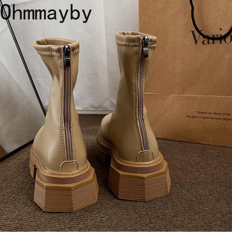 Winter Shoes Black Platform Gothic Boots Women 2023 New Casual Back Zippers Women's Ankle Boots Women's Short Bootties