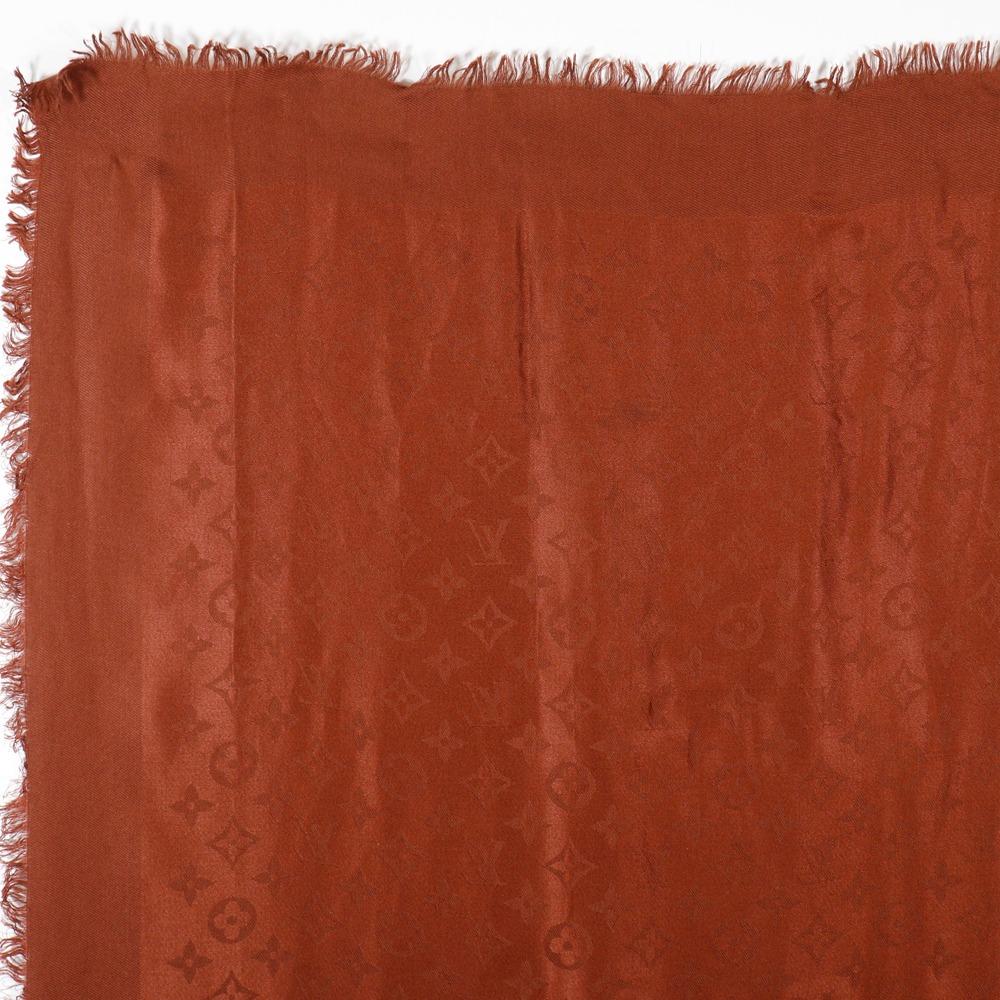 LOUIS VUITTON Monogram Stall Brown silk/wool Women Used