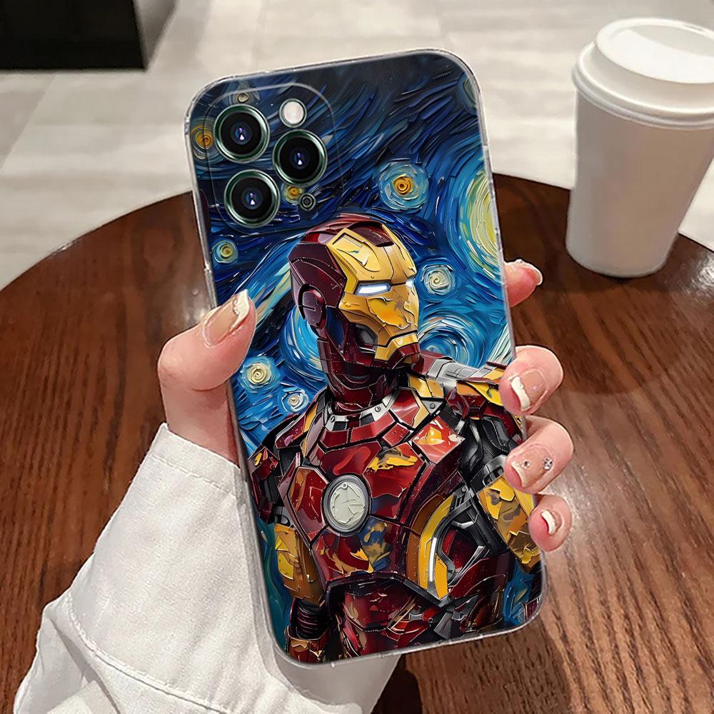Marvel Oil Painting Transparent Phone Case For iPhone 17 Pro Max 17E 11 12 13 14 15 16 Pro Max Plus 17 Air 16E 7 XS Soft Cover