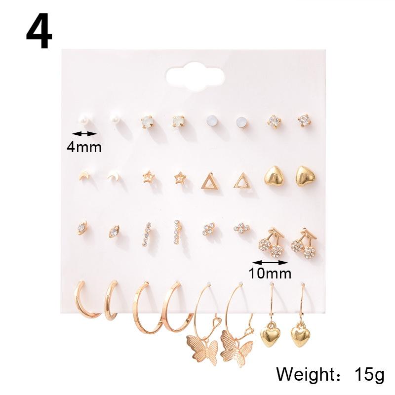 16 пар/компл. женские серьги-гвоздики, жемчужные серьги для женщин, богемные модные украшения, серьги-гвоздики с геометрическим кристаллом и сердцем, новинка