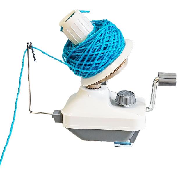 Yarn Ball Winder Hand Operated Winding Wool Winder Machine Yarn String Ball Winder, Convenient Ball Winder for Yarn Tabletop Clamp, White and Gray