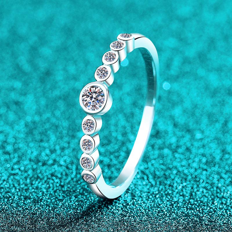 Серебряное кольцо Yinbaichuan S925 с муассанитами «Пузырь» для женщин - Элегантное, Повседневное, Универсальное.