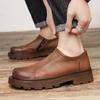 2025 Spring Clearance New Platform Men's Shoes Retro Simple Foot Cover Idle First Layer Cowhide Leather Shoes Lazy Casual Shoes