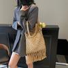 Богемная сумка-тоут с кисточками, ажурная плетеная, женская новая, большой вместимости, для пляжного отдыха, ветрозащитная
