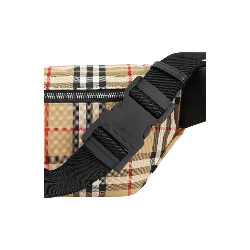 Burberry Винтажная Классическая Клетка Полиэстер Сумка Через Плечо На Грудь На Пояс Средняя Мужские сумки Бежевый 80104301