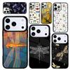 Capa Case for iPhone 17 Air 16 Pro Max 15 Plus 11 13 Mini 14 12 Back Phone Cover Dragonfly Insect Pattern