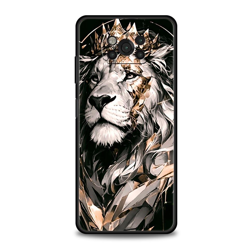 Двухцветный чехол-бампер с узором "Крест" и изображением льва для Xiaomi Poco F7 Ultra F6 F5 F4 F3 X6 X5 X4 X3 NFC C51 C55 M4 GT, мягкий ТПУ корпус