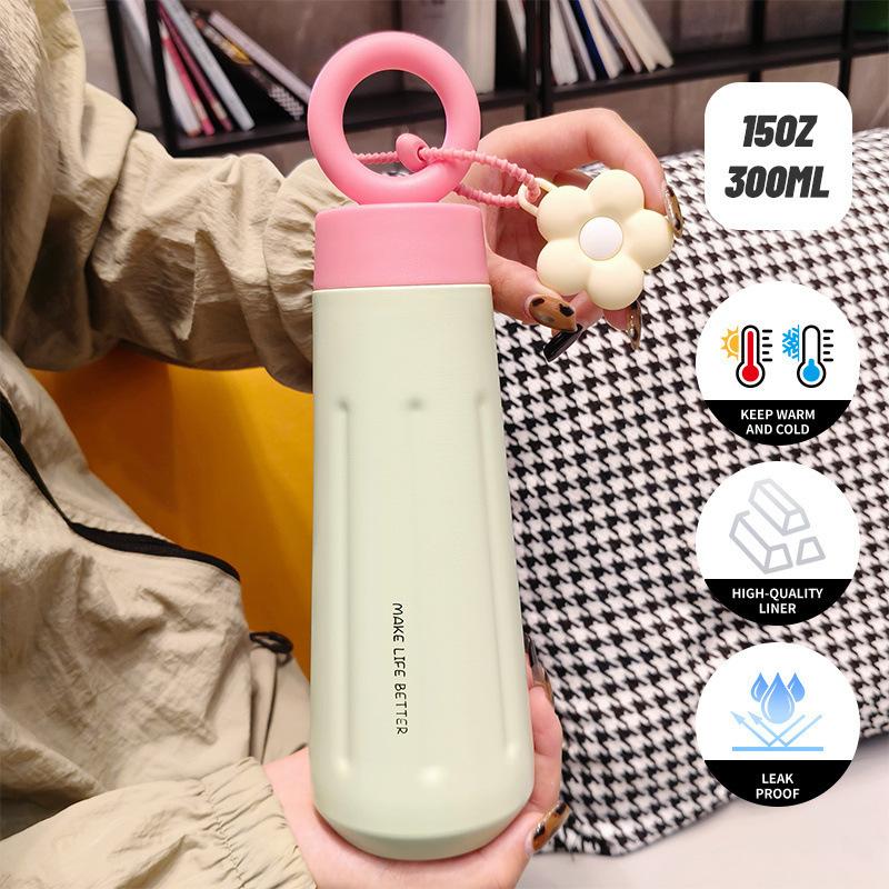 High value petal cup girl cute flower portable stainless steel thermos cup student outdoor portable sports water cup