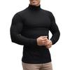 Turtleneck Knitted Mens Sports Long Sleeved Running T-shirt Spring Autumn Slim Casual Gym Training Fitness Pullover Tees Shirts