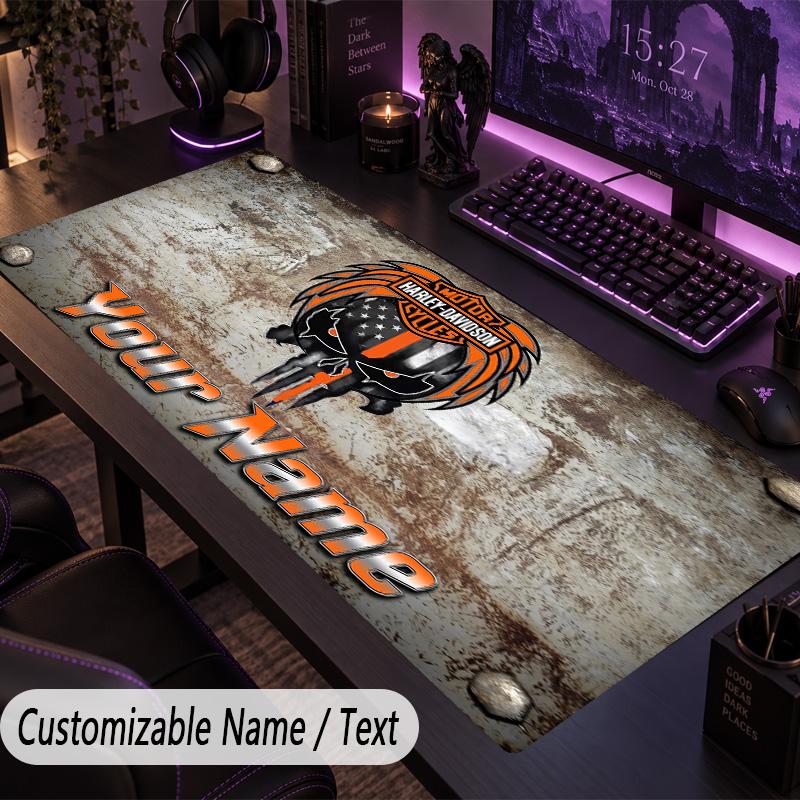 Large Mouse PadHarley-Davidson Custom Name Text Personalized Desk Mat Non Slip Gaming Pad