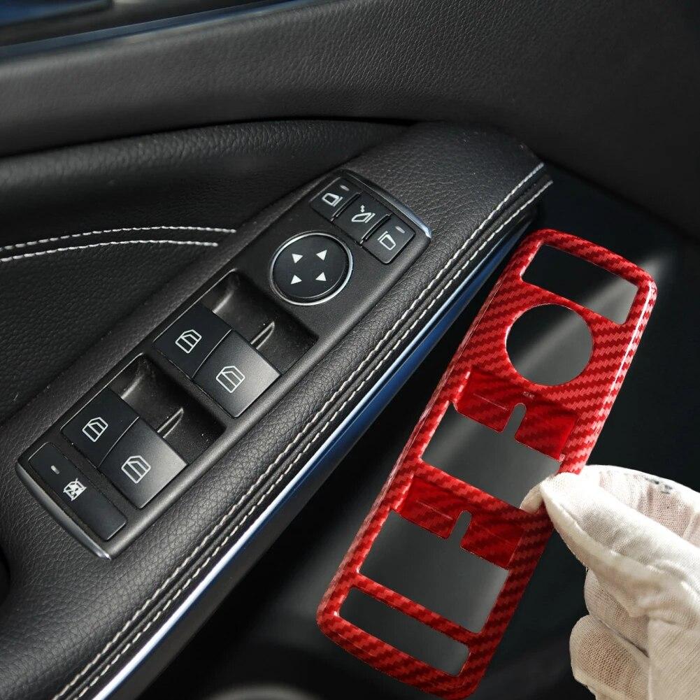 Рамка кнопки стеклоподъемника автомобиля из красного углеродного волокна для Mercedes Benz ABCE GLE GLA CLA GLK Class W176 W204 W212 W166 W218