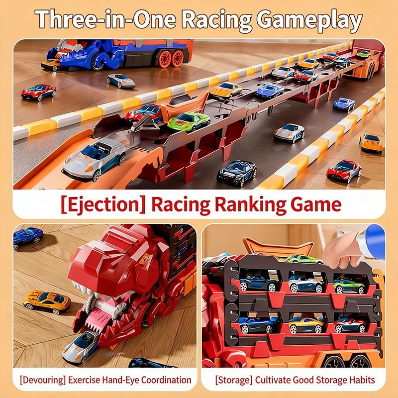 Образовательный грузовик для хранения динозавров: 24 Сплавные машинки с пусковой трассой – Обучают организации и мелкой моторике