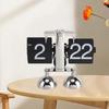 Automatic Flip Clock Retro Simple Home Living Room Table Clock Dual Foot Stainless Steel Quartz Movement Flip Clock