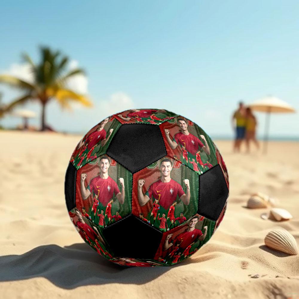 Cristiano Ronaldo Poster Size 5 Soccer Ball, Machine-Stitched PVC, Durable & High Bounce, All Ages Fit, fan merchandise, matches & outdoor use.