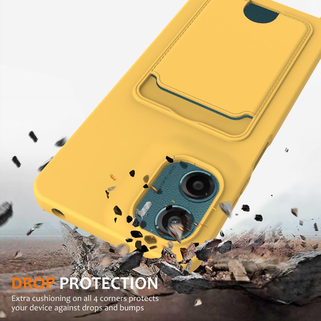 Для Motorola Moto E15 4G/Motorola Moto G05 4G Чехол Жидкий силикон Держатель для карт Задняя крышка телефона со шнурком