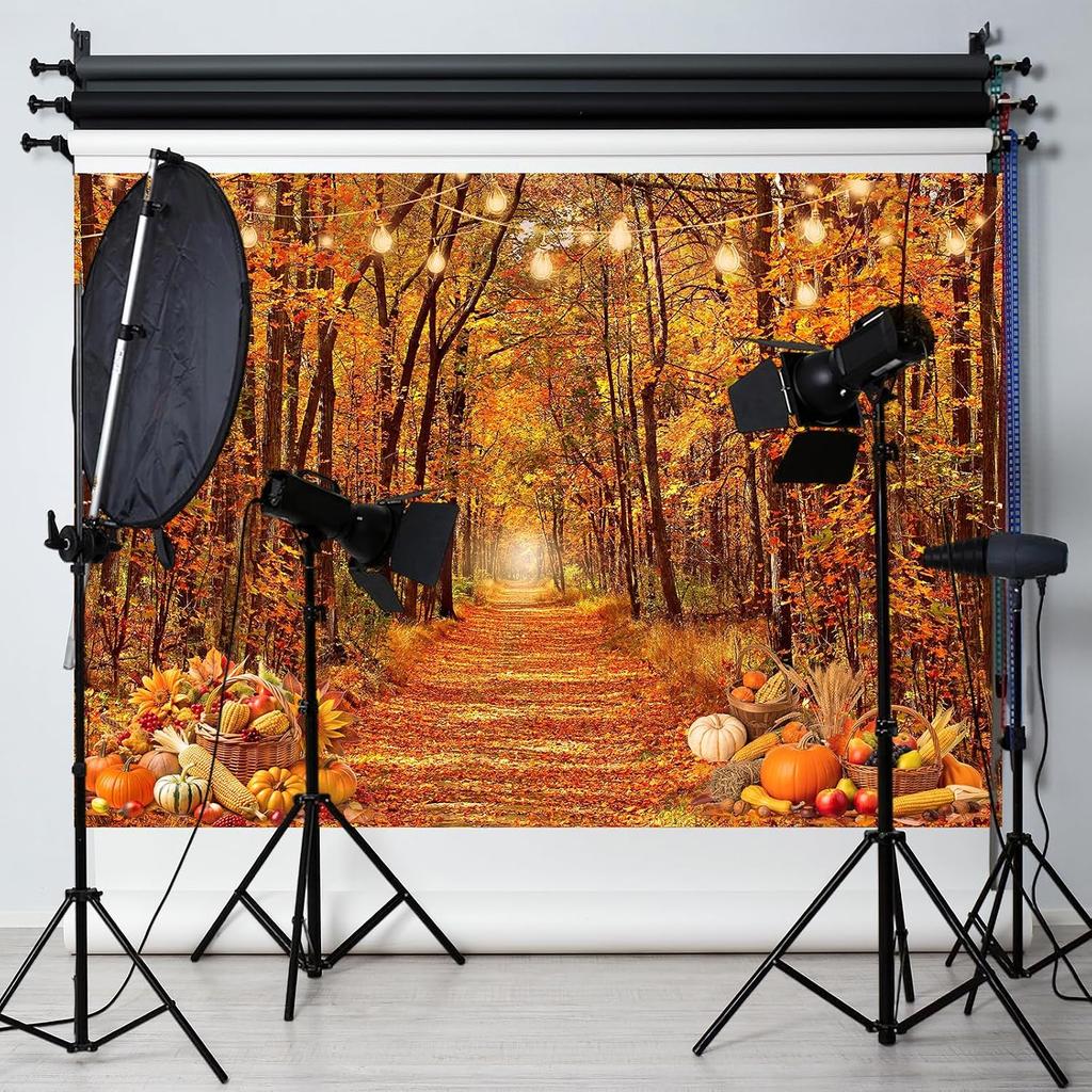 Fall Backdrops for Photography Autumn Thanksgiving Halloween Backdrop 8x6Ft