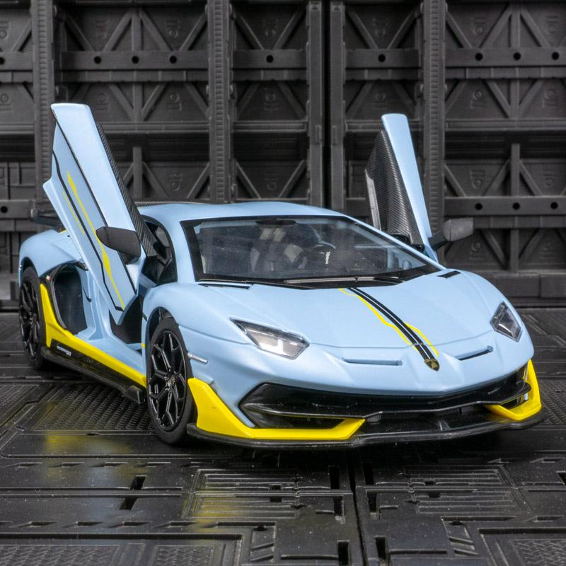1:24-масштабная миниатюрная модель суперкара Aventador SVJ63 из сплава, откидной автомобиль со звуком и светом для детей и взрослых, коллекция подарков