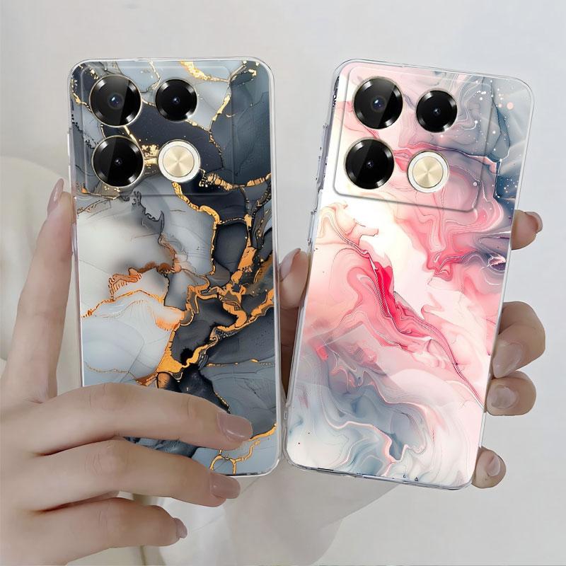 Для Infinix Note 40 Pro 5G4G Чехол Защитная крышка Для Infinix Note 40 Pro Plus Мраморный Прозрачный Мягкий силиконовый чехол для телефона Кот Fundas