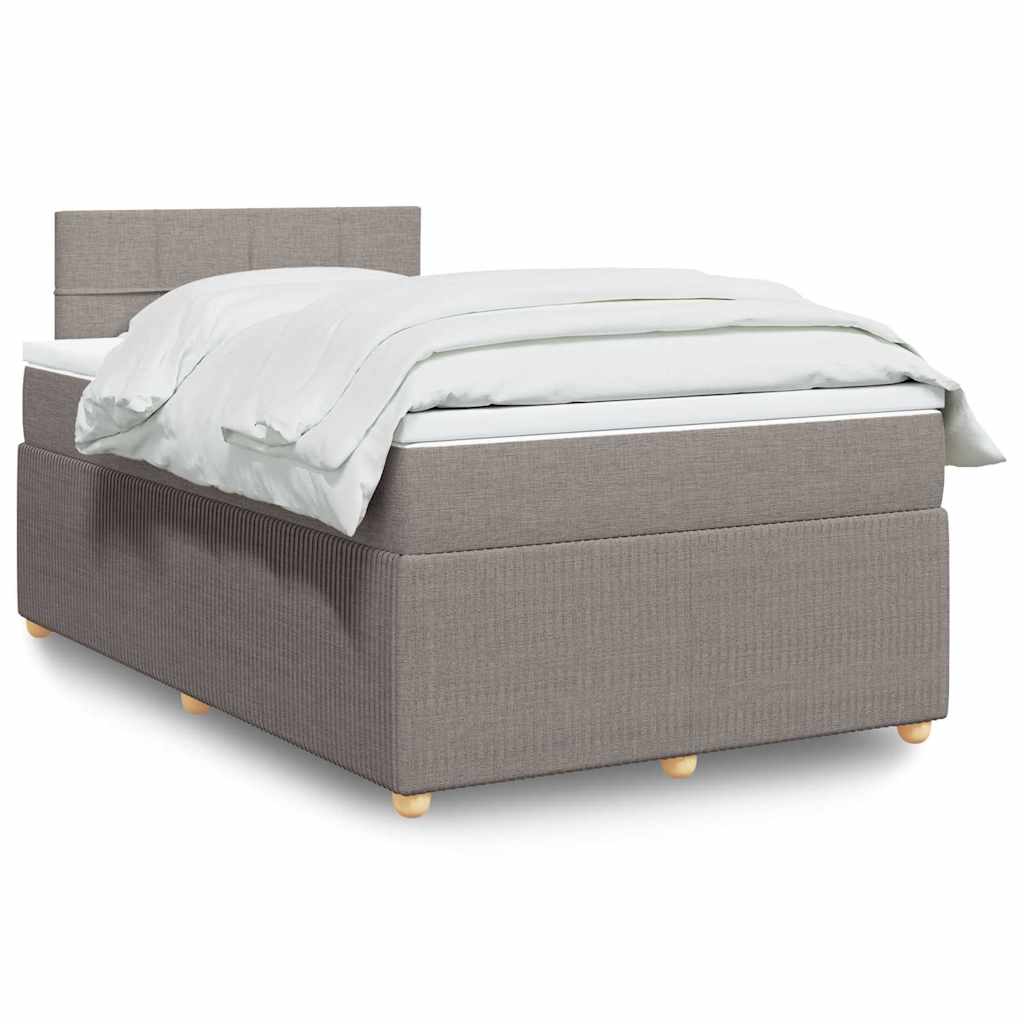 Vidaxl Łóżko Kontynentalne Z Materacem, Taupe, 120X190 Cm, Tkanina