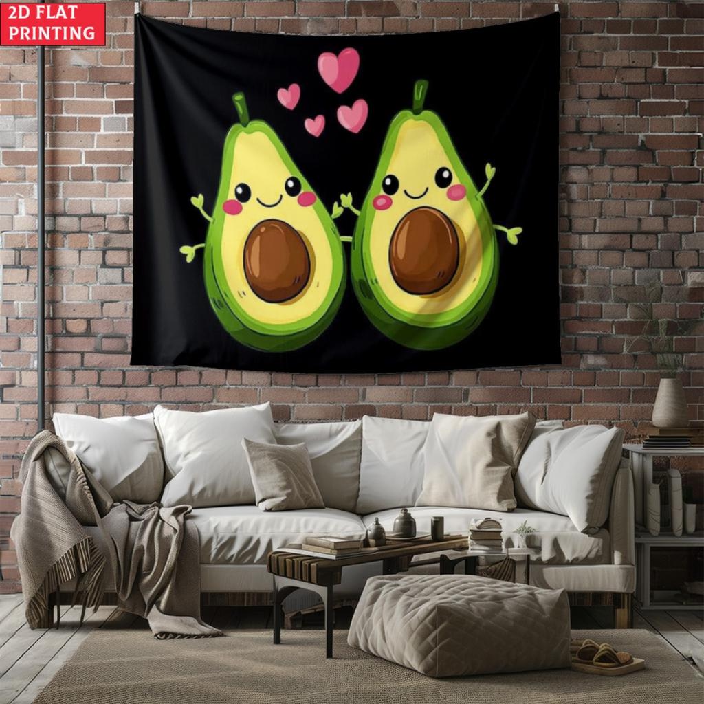 unframed Cute Avocado Couple Wall Tapestry Funny Food Art Home Decor Living Room Wall Hanging Art Print Kawaii Design Romantic G