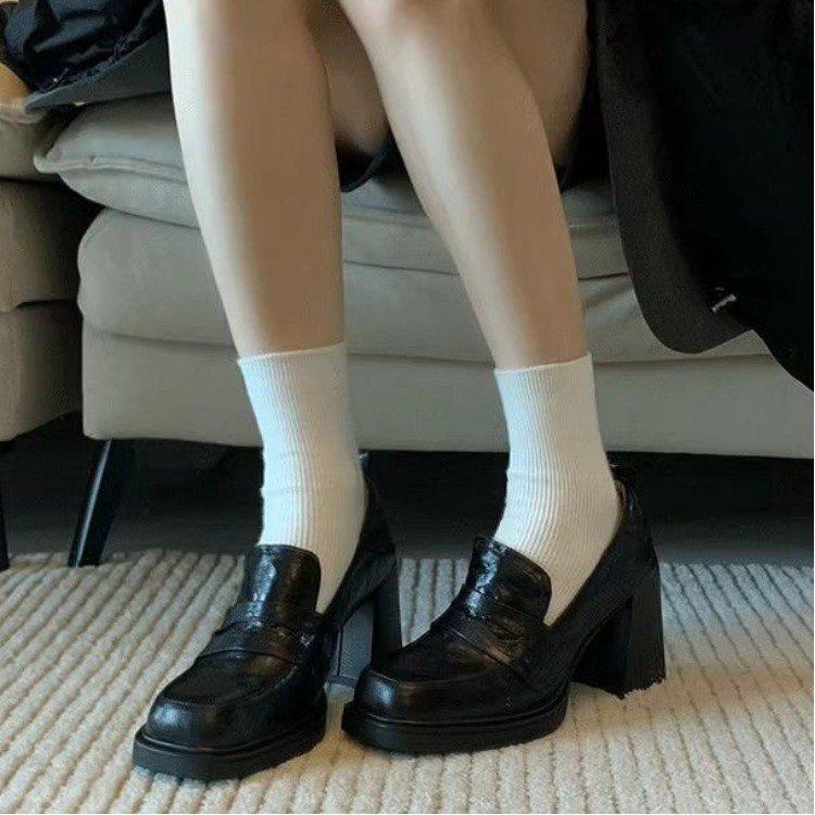 Туфли из натуральной кожи на толстом каблуке в британском стиле, женские французские мокасины в стиле ретро, 2025, новые повседневные универсальные туфли jk single для женщин