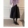 Solid Woolen A-Line Petite Midi Skirt for Women - Autumn/Winter 2025 Collection
