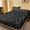 1 Piece Of Black Background White Wave Pattern Matte Bedsheet, Bedroom Printed Bedspread, Bedding (Excluding Pillowcases)