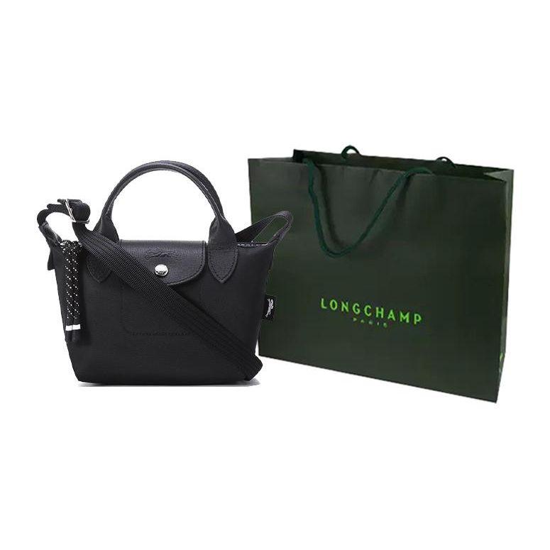 Longchamp Le Pliage Energy 17 Складная на молнии Нейлоновый холст Плечевая сумка через плечо Мини-сумка Женские сумки Черный 1500HSR001