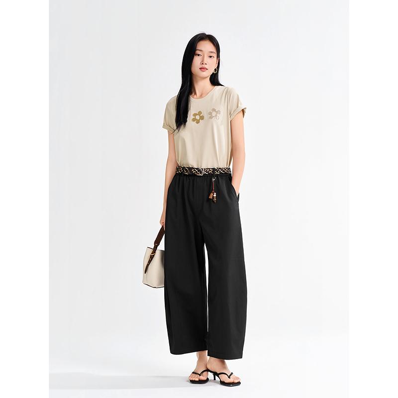 Leisure Summer Jiuzi Anna Kou Leisure Vacation Style Nine Point Leisure Balloon Pants for Women