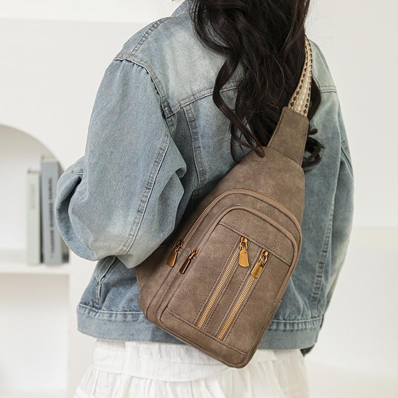 Большая вместительная ретро-сумка на грудь для женщин, сумка через плечо, дорожная сумка из искусственной кожи