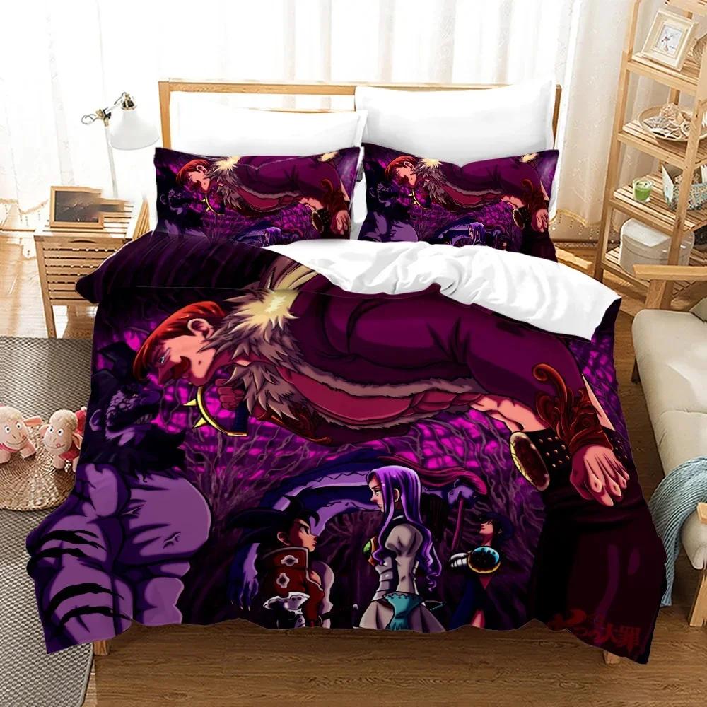 Anime The Seven Deadly Sins Bedding Collections Printed Duvet Cover Bedding Collection Comfortable Breathable Comforter Bed Collection Home Textiles