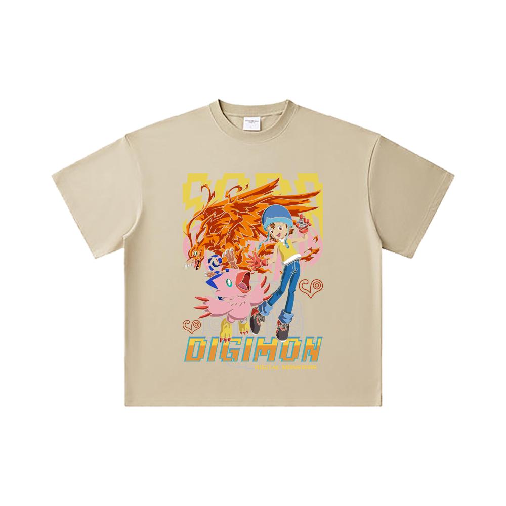 260 GSM Double Yarn 32 Count 100% Cotton Digimon V3 Piyomon Print Unisex Heavy Cotton T Shirt