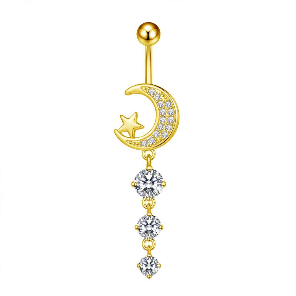 European & American Copper Zircon Floral Belly Button Ring