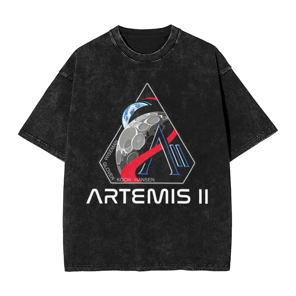 Men Womens Tshirt Artemis Ii 2026 Rocket Launch Mission To The Moon Artemis 2 Washed T Shirts Harajuku Beach Tee Shirt