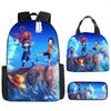 One Piece Luffy Backpack 3-Piece Set Student School Bag Anime Backpack Lunch Box Classic Large Capacity Waterproof