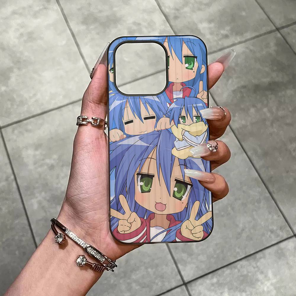 Чехол для телефона с аниме-девушкой Lucky Star для iPhone 16 15 17 Pro 11 12 13 14 Pro Max Plus Мягкий силиконовый чехол-оболочка с волнистым узором