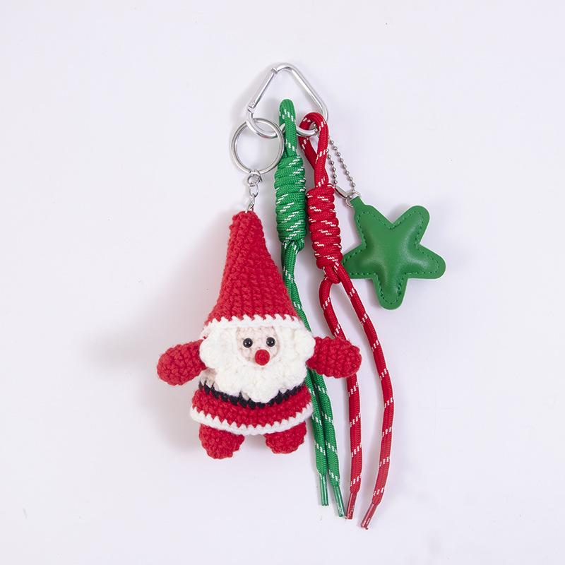 1 шт. Рождественские подарки Смешная вязаная крючком кукла Санта-Клауса Брелок Милый плюшевый вязаный из шерсти Санта-Клаус Украшение