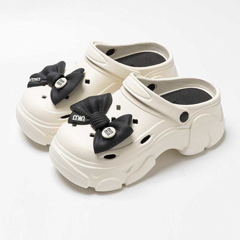 Женские летние мультяшные милые пляжные уличные нескользящие шлепанцы баотоу с толстой подошвой