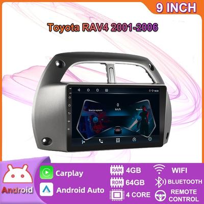 Автомобильный мультимедийный плеер Android 2 Din для Toyota RAV4 2001-2006, головное устройство, стерео Carplay, GPS-навигация, BT, WIFI, 4 + 64 ГБ