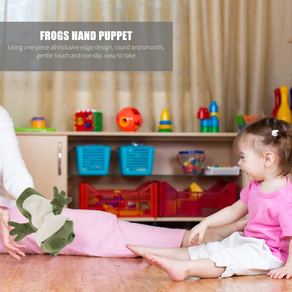 TOYANDONA Frog Hand Puppet, Plush Toy with Moving Mouth, Cute Ventriloquism Puppet for Parents and Children