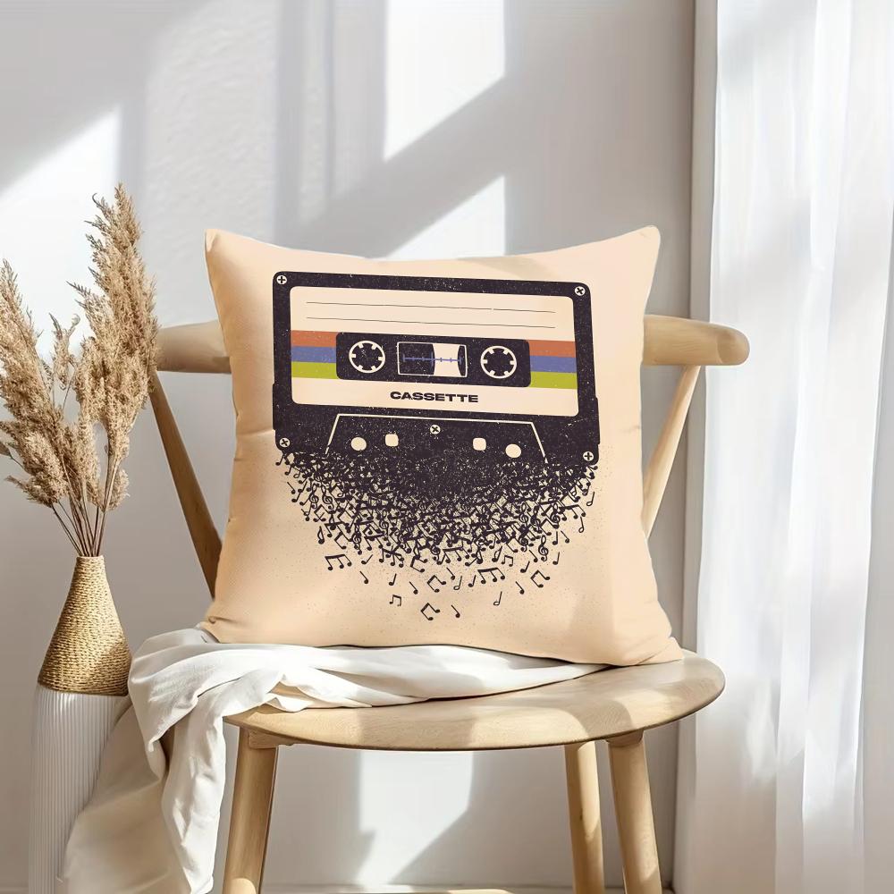 Retro Cassette Tape Cushion Cover Soft Plush Throw Pillow Cover DoubleSided Decorative Cushion Case Sofa Bedroom Home Decor