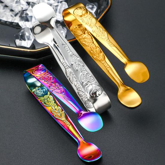 Зажим для кубиков льда из нержавеющей стали, нержавеющий, яркий цвет, удобная ручка, круглая головка, сахар, еда, барбекю, щипцы для выпечки, кухонный инструмент