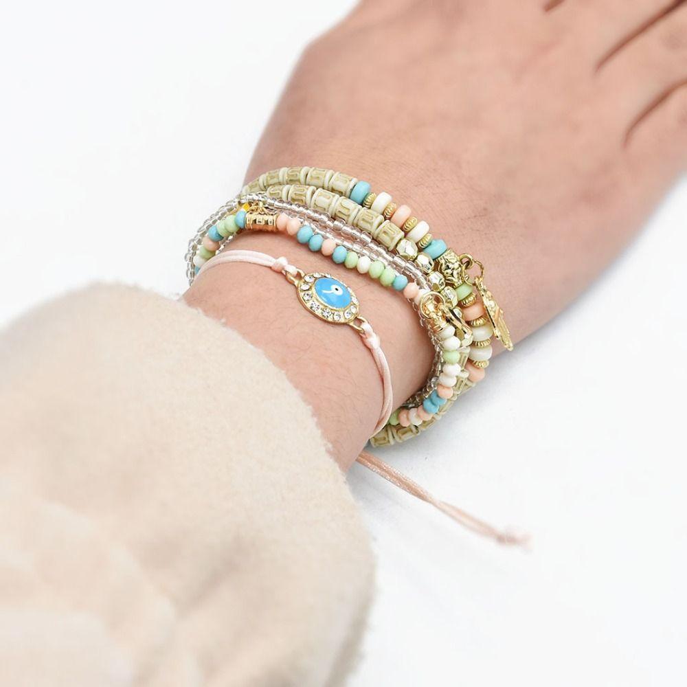 Day Present Demon Eye Woven String Rope Stack Bracelet Couple Hand Rope Bohemia Handmade Bracelet