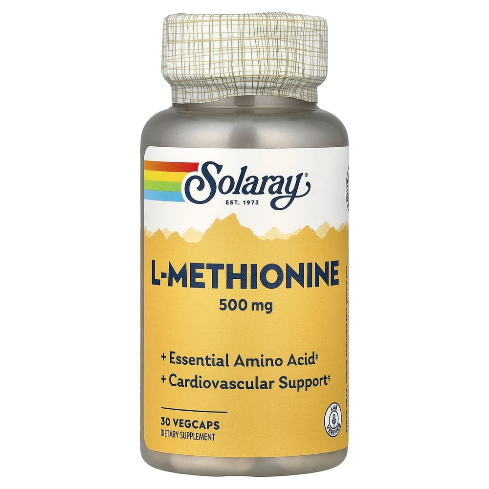 Solaray L-Methionine 500mg Veggie Capsules, 30 Count
