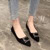 French Fashion Versatile Single Shoes 2025 Spring and Summer New Pointed Rhinestone Single Shoes Women Soft Sole One Pedal Shoes Women