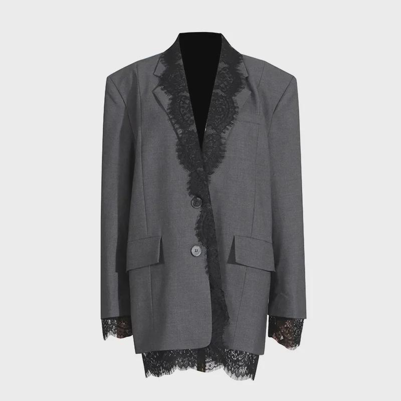 Элегантный женский пиджак с кружевной отделкой - Коллекция Весна 2025