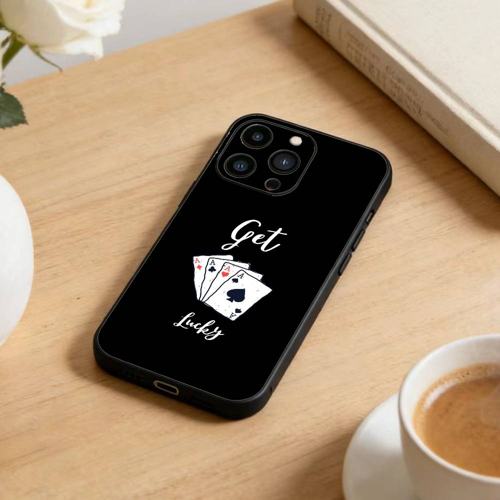 P-poker Чехол для телефона для iPhone17,16,15,14,13,12 Plus,Max Мягкий силиконовый Черный чехол
