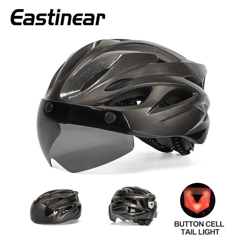 Eastinear Bicycle Helmet Adult Men and Women Outdoor Highway Mountain Biking Helmet With Magnetic Goggles and Shiny Tail Lights