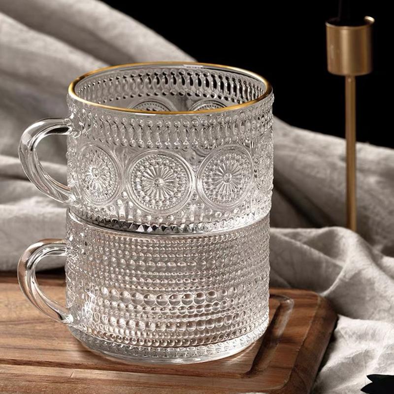 Ins Ретро прозрачная стеклянная кружка Простая чашка для воды Чашка для кофе Чашка для завтрака Чашка для молока Чашка для вина