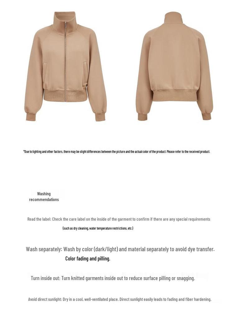 VEROMODA Women's 2025 Autumn Cotton Blend Stand Collar Sweatshirt